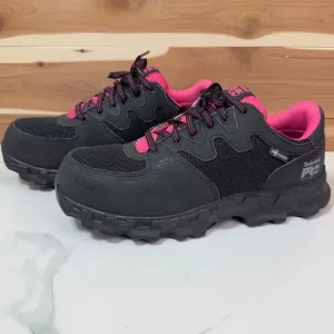 Timberland PRO Women's Powertrain Alloy-Toe Work Shoes 92669 Black/Pink 8‎ w