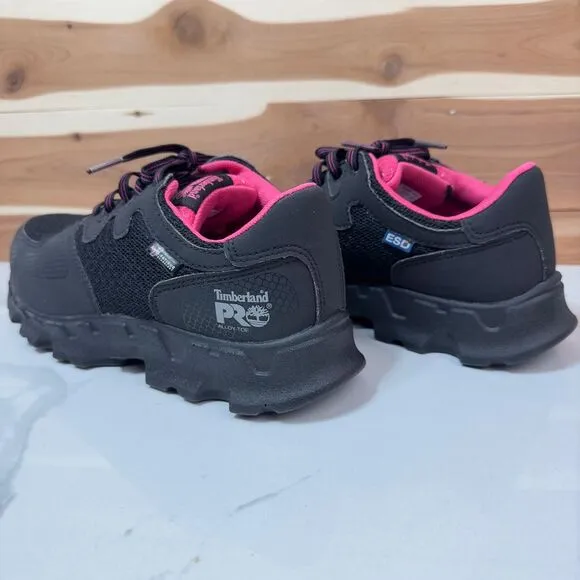 Timberland PRO Women's Powertrain Alloy-Toe Work Shoes 92669 Black/Pink 8‎ w