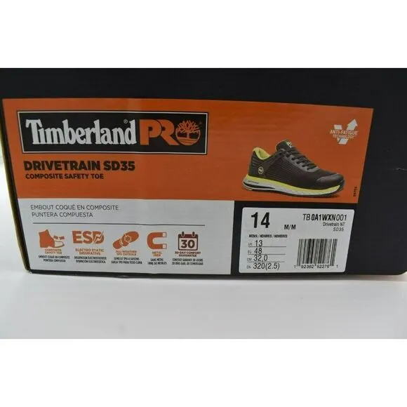Timberland Pro Mens Size 14 Drivetrain SD35 Comp Safety Toe Work Boots Shoes
