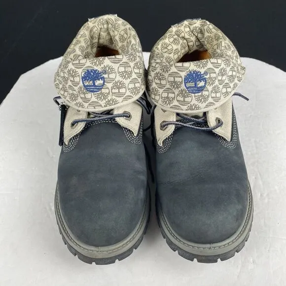 Timberland Roll Top Blue 27362 Men Boots Waterproof Leather Rare Size 8.5 M