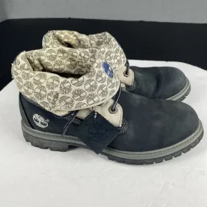 Timberland Roll Top Blue 27362 Men Boots Waterproof Leather Rare Size 8.5 M