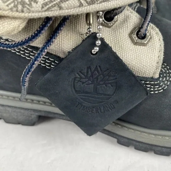 Timberland Roll Top Blue 27362 Men Boots Waterproof Leather Rare Size 8.5 M