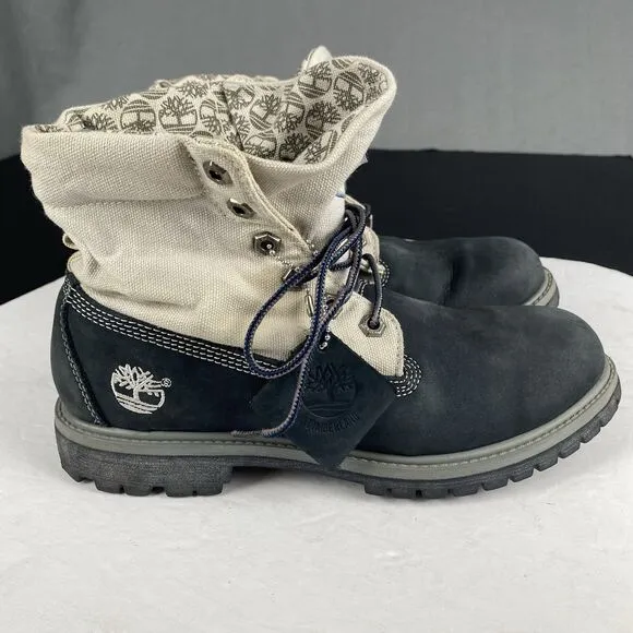 Timberland Roll Top Blue 27362 Men Boots Waterproof Leather Rare Size 8.5 M