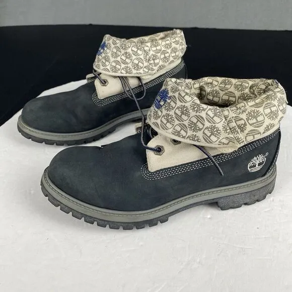 Timberland Roll Top Blue 27362 Men Boots Waterproof Leather Rare Size 8.5 M