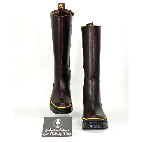 Timberland Women's Brown Leather Malynn Tall Boots Waterproof Sz 6.5 1880