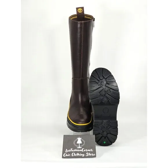 Timberland Women's Brown Leather Malynn Tall Boots Waterproof Sz 6.5 1880