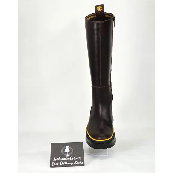 Timberland Women's Brown Leather Malynn Tall Boots Waterproof Sz 6.5 1880