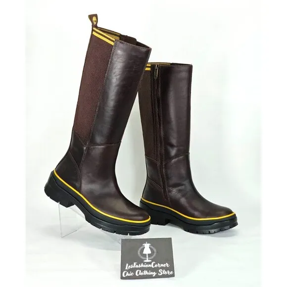 Timberland Women's Brown Leather Malynn Tall Boots Waterproof Sz 6.5 1880