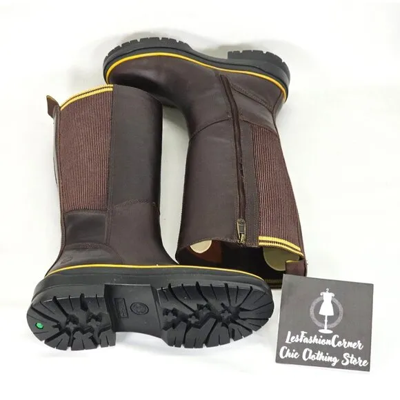 Timberland Women's Brown Leather Malynn Tall Boots Waterproof Sz 6.5 1880
