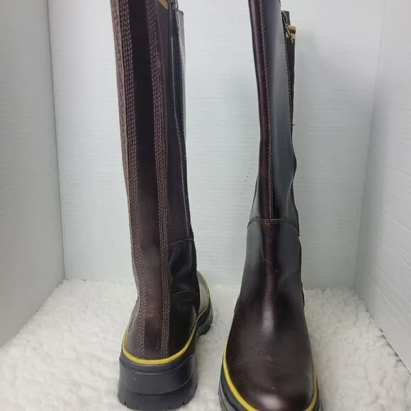 Timberland Malynn Tall Boots Womens Size 7 Waterproof Brown Full Grain Leather G
