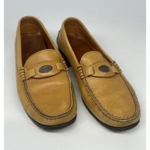 TOD'S Leather Women's Shoes Loafers Yellow/orange Pebble Leather Sz 37 Us 6