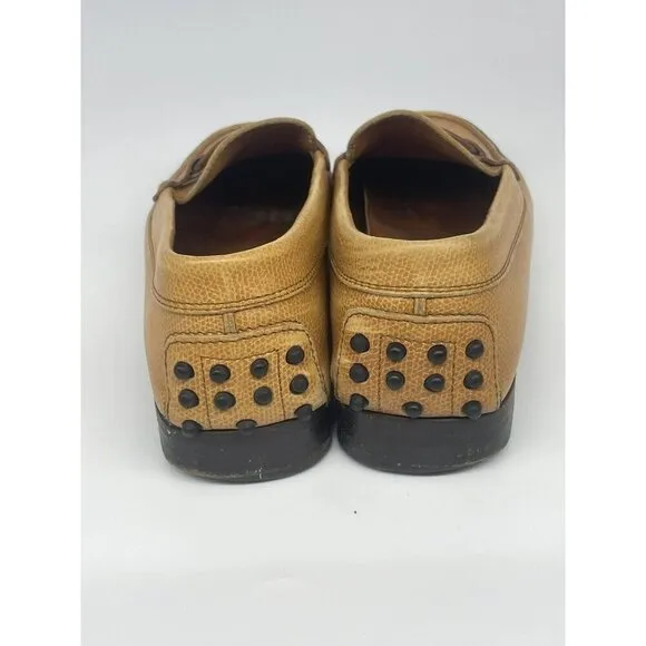 TOD'S Leather Women's Shoes Loafers Yellow/orange Pebble Leather Sz 37 Us 6