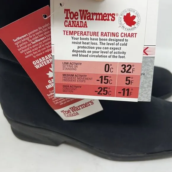 Toe Warmers Canada Black Boots Women's 8 WIDE new with tags