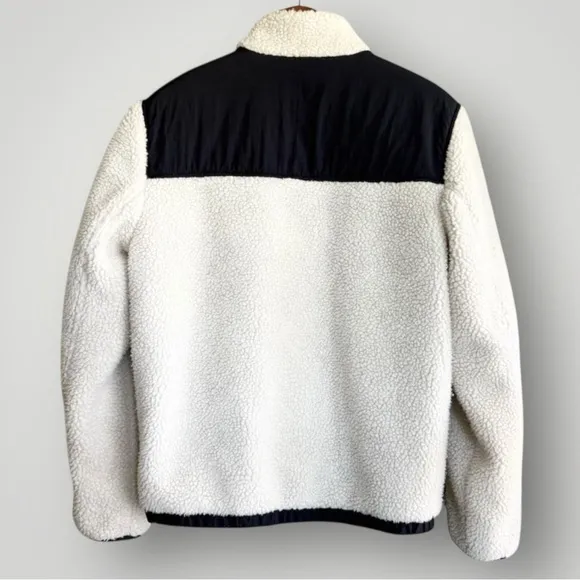 TOMMY‎ HILFIGER Color Blocked Sherpa Coat | Cream • Navy• Red | Size Small
