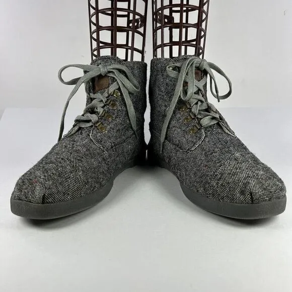 Toms Mens Chukka Fleck Boots US 11.5 Gray Flannel Tweed Walking Shoes