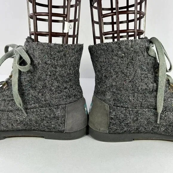 Toms Mens Chukka Fleck Boots US 11.5 Gray Flannel Tweed Walking Shoes
