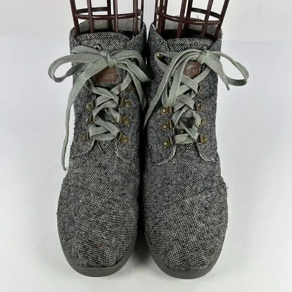 Toms Mens Chukka Fleck Boots US 11.5 Gray Flannel Tweed Walking Shoes
