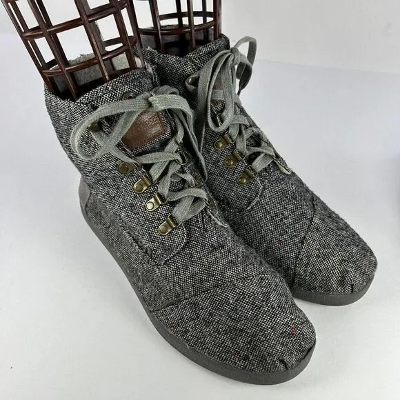 Toms Mens Chukka Fleck Boots US 11.5 Gray Flannel Tweed Walking Shoes