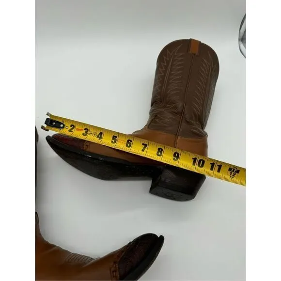 Tony Lama Black Label Cowboy Western Boot 3 Tone Brown Teju Lizard Toe Cap 9.5 D