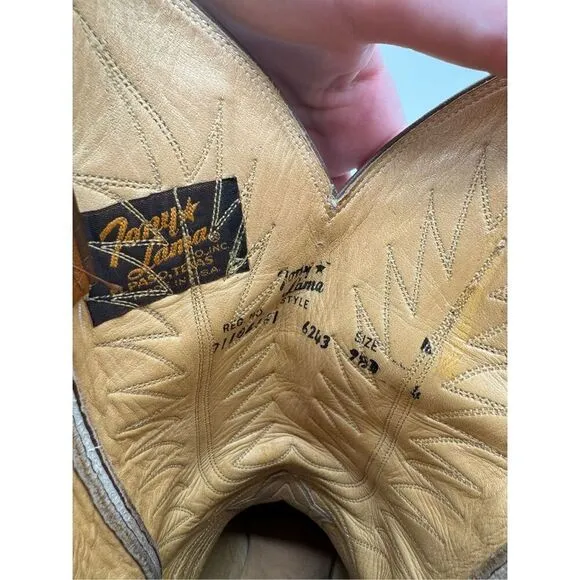 Tony Lama Black Label Cowboy Western Boot 3 Tone Brown Teju Lizard Toe Cap 9.5 D