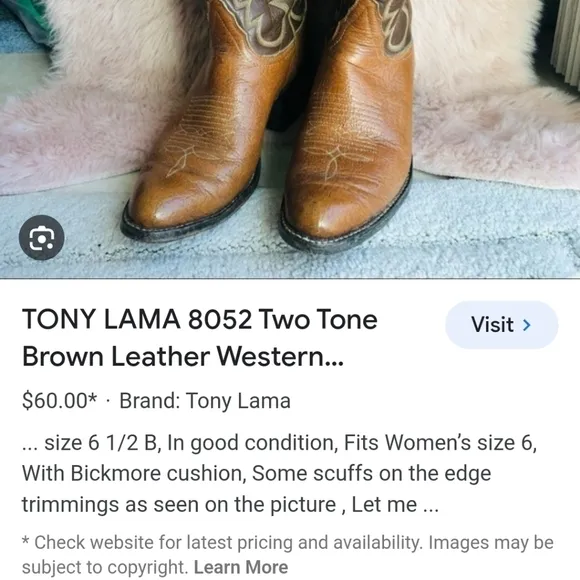 Tony Lama Cowboy Boots #8052- 2 tone Mens 6