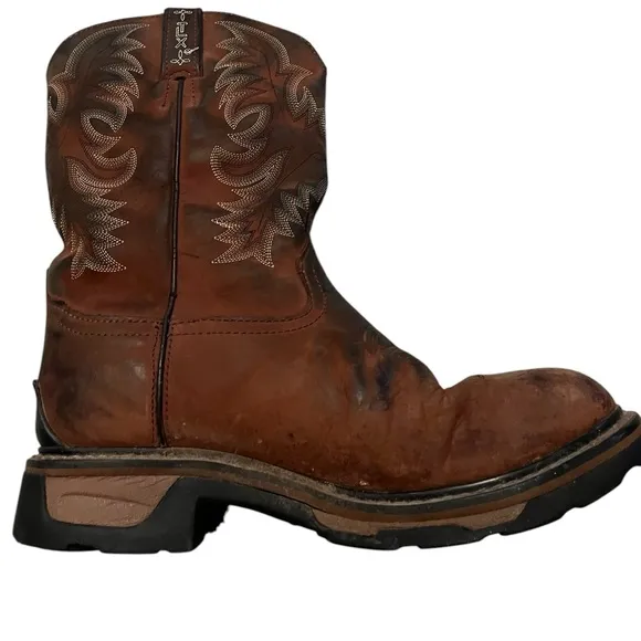 Tony Lama Cowboy Boots TLX  Sz 10d Leather Brown Round Steel Toe