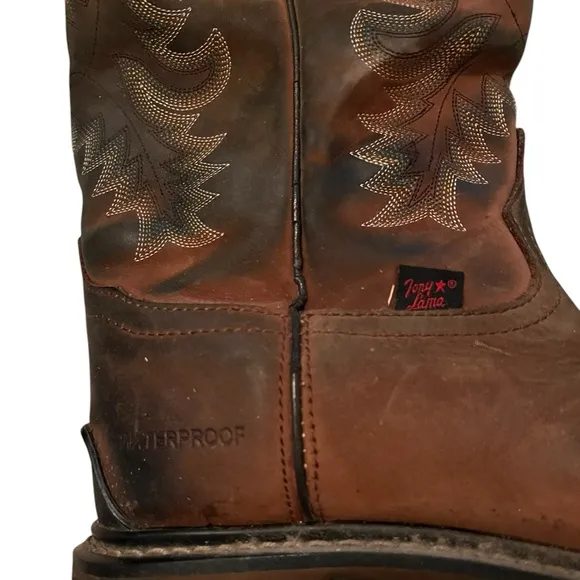 Tony Lama Cowboy Boots TLX  Sz 10d Leather Brown Round Steel Toe