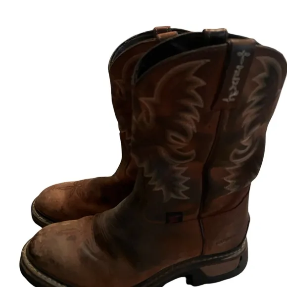 Tony Lama Cowboy Boots TLX  Sz 10d Leather Brown Round Steel Toe