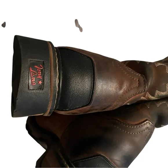 Tony Lama Cowboy Boots TLX  Sz 10d Leather Brown Round Steel Toe