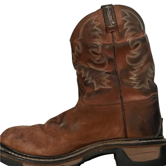 Tony Lama Cowboy Boots TLX  Sz 10d Leather Brown Round Steel Toe