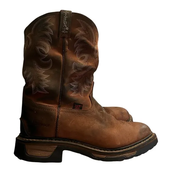 Tony Lama Cowboy Boots TLX  Sz 10d Leather Brown Round Steel Toe