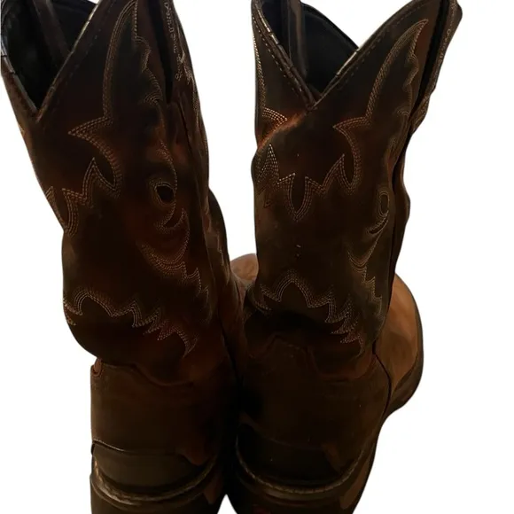 Tony Lama Cowboy Boots TLX  Sz 10d Leather Brown Round Steel Toe