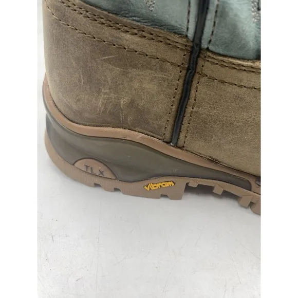 Tony lama mens 11D brown leather blue square steel toe cowboy boots roustabout