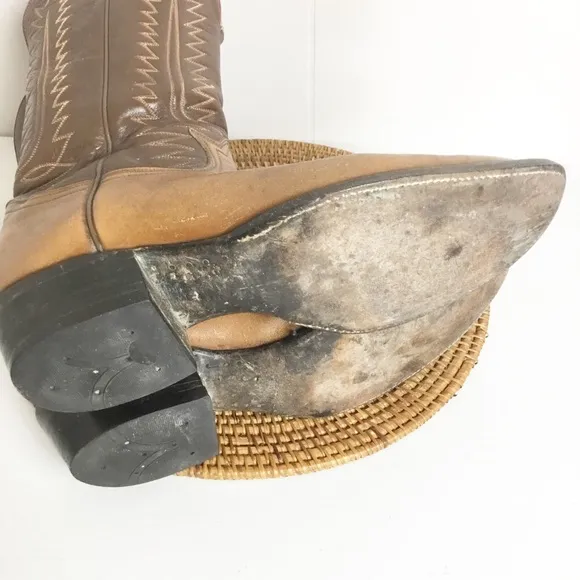 Tony Lama men's round toe leather boots, SZ 11.5AA AZTEC USA MADE Men’s