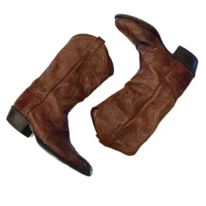 TONY LAMA PEANUT BRITTLE TEJU LIZARD &amp; LEATHER R TOE COWBOY BOOTS CZ812 MEN'S 9D