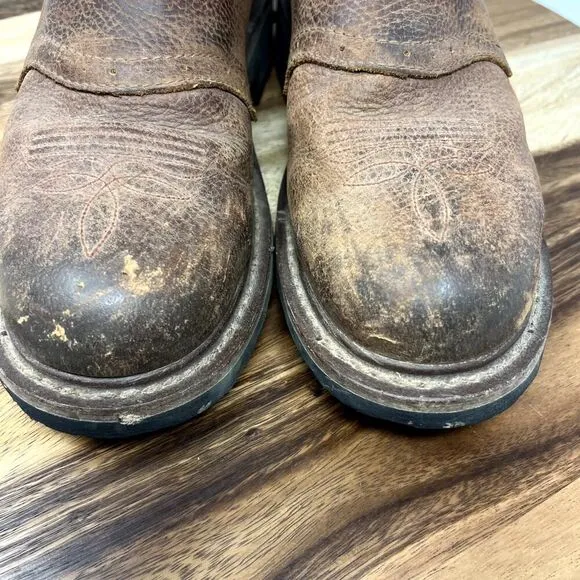 TONY LAMA SIENNA MEN’S 9 D ROUND STEEL TOE PULL ON WESTERN WORK BOOTS RR3210