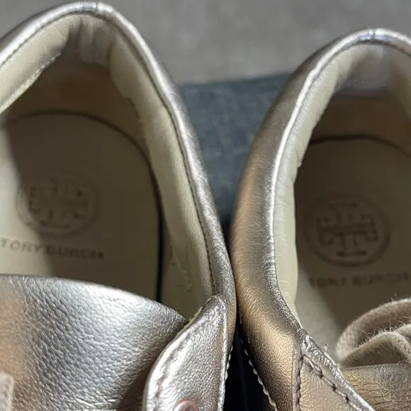 TORY BURCH AMALIA  SNEAKERS METALLIC NAPPA LEATHER ROSE GOLD SIZE 7.5M