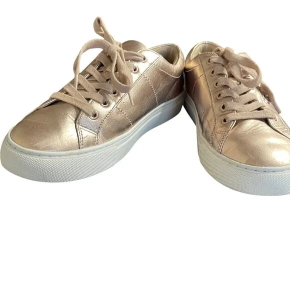 TORY BURCH AMALIA  SNEAKERS METALLIC NAPPA LEATHER ROSE GOLD SIZE 7.5M