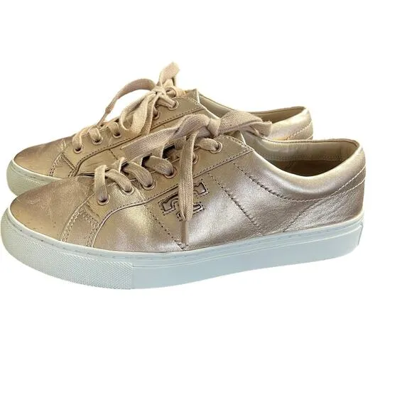 TORY BURCH AMALIA  SNEAKERS METALLIC NAPPA LEATHER ROSE GOLD SIZE 7.5M