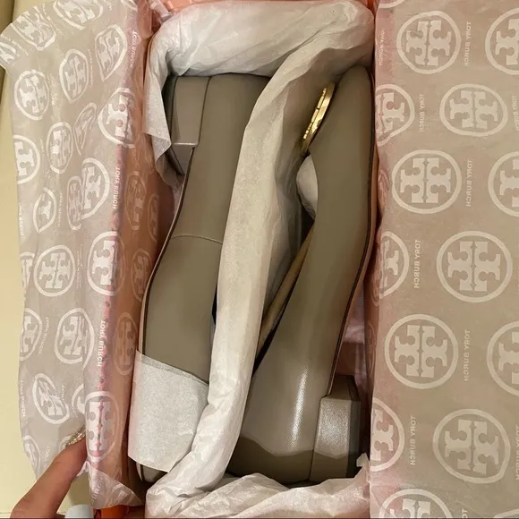 Tory Burch Benton2 25mm Ballet Nappa Leather Shoes French Gray