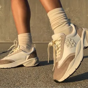 Tory Burch Cream and Tan Chunky Sneakers White and Cream Good LuckSneakers 5.5