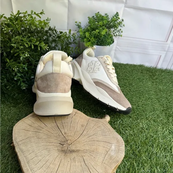 Tory Burch Cream and Tan Chunky Sneakers White and Cream Good LuckSneakers 5.5