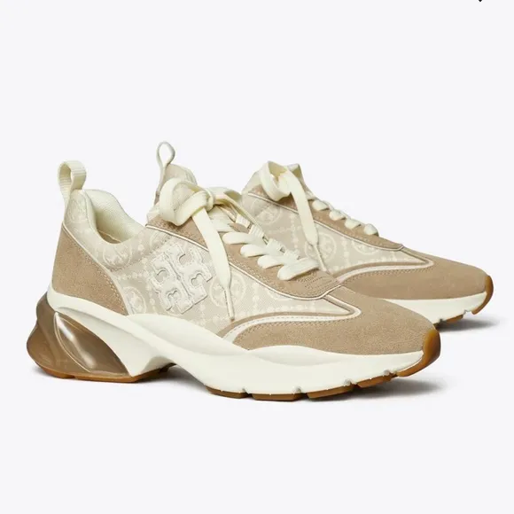 Tory Burch Cream and Tan Chunky Sneakers White and Cream Good LuckSneakers 5.5