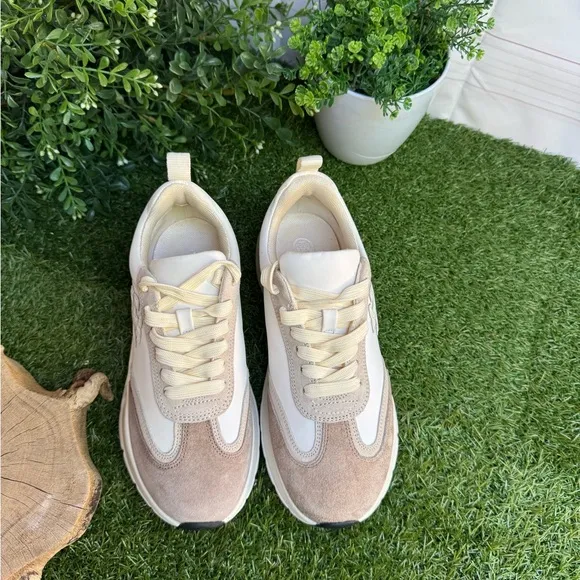 Tory Burch Cream and Tan Chunky Sneakers White and Cream Good LuckSneakers 5.5