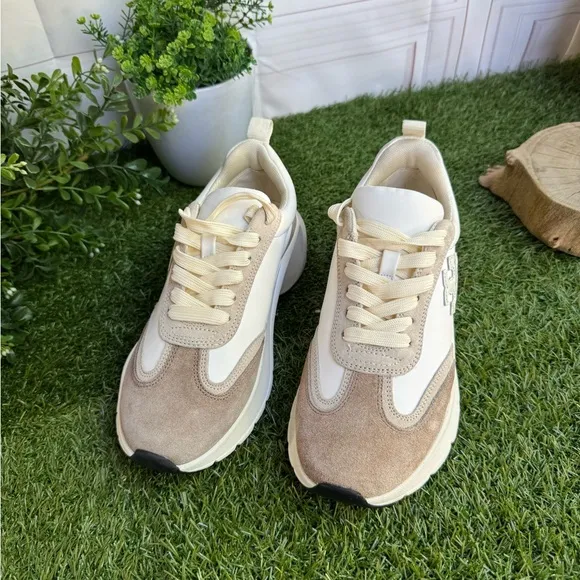 Tory Burch Cream and Tan Chunky Sneakers White and Cream Good LuckSneakers 5.5