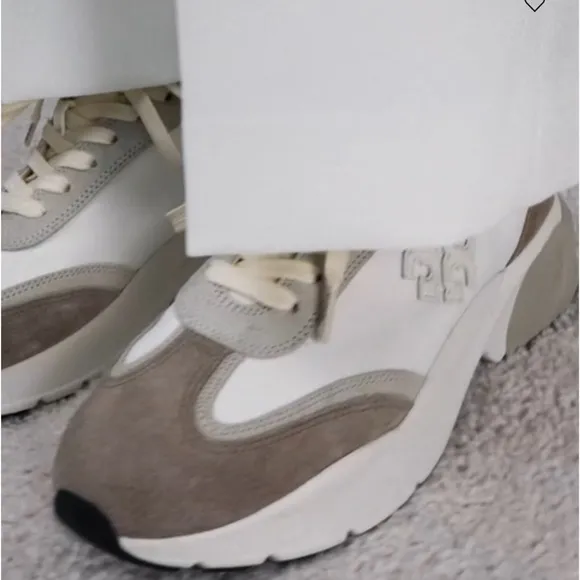 Tory Burch Cream and Tan Chunky Sneakers White and Cream Good LuckSneakers 5.5