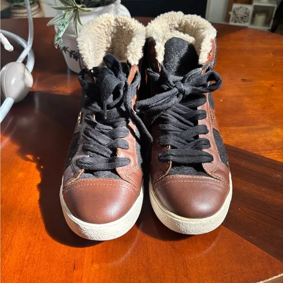 Tory Burch Flannel Hi Top Sneaker Women's