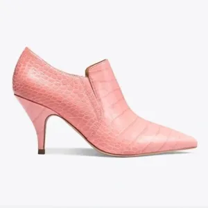 Tory Burch NWT Georgina Embossed Pink Pointy Toe Ankle Boots Sz 9