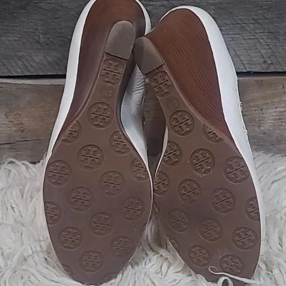 TORY BURCH Peep-Toe Heels with Gold Accents