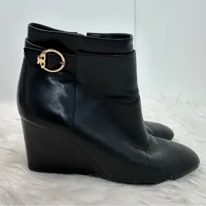 Tory Burch Sofia Wedge Bootie Black Nappa Leather